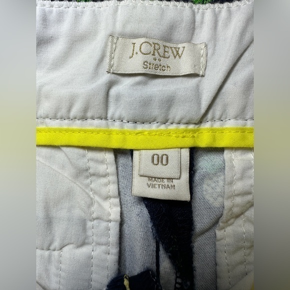 J Crew Stretch Navy Pineapple Bermuda Shorts Side Zipper Size 00 - Picture 3 of 8